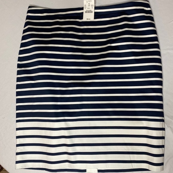 J. Crew Factory Dresses & Skirts - J Crew Factory Cotton Pencil Skirt Blue and White Stripe Color Block Size 10 NWT